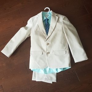 Cream and Blue Boy's 4PC suit